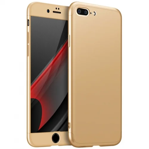 Apple iPhone 7 Plus Kılıf 3 Parçalı 360 Tam Korumalı Rubber AYS Kapak  - Gold