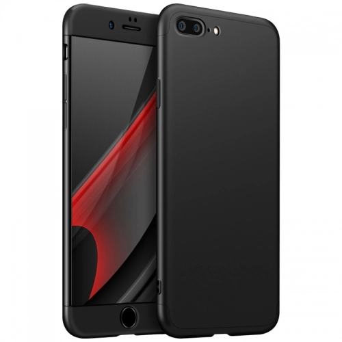 Apple iPhone 7 Plus Kılıf 3 Parçalı 360 Tam Korumalı Rubber AYS Kapak - Siyah