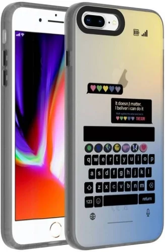 Apple iPhone 7 Plus Kılıf Desenli Zore Dragon Sert Kapak - Klavye
