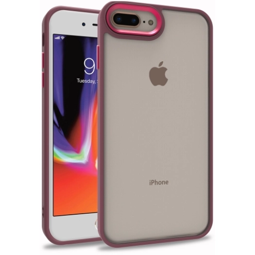 Apple iPhone 7 Plus Kılıf Electro Silikon Renkli Flora Kapak - Kırmızı