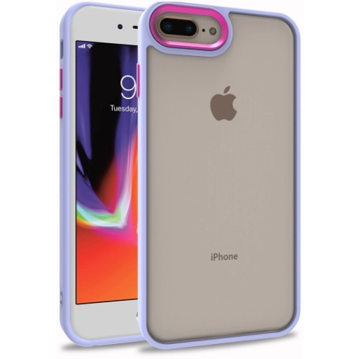 Apple iPhone 7 Plus Kılıf Electro Silikon Renkli Flora Kapak - Lila