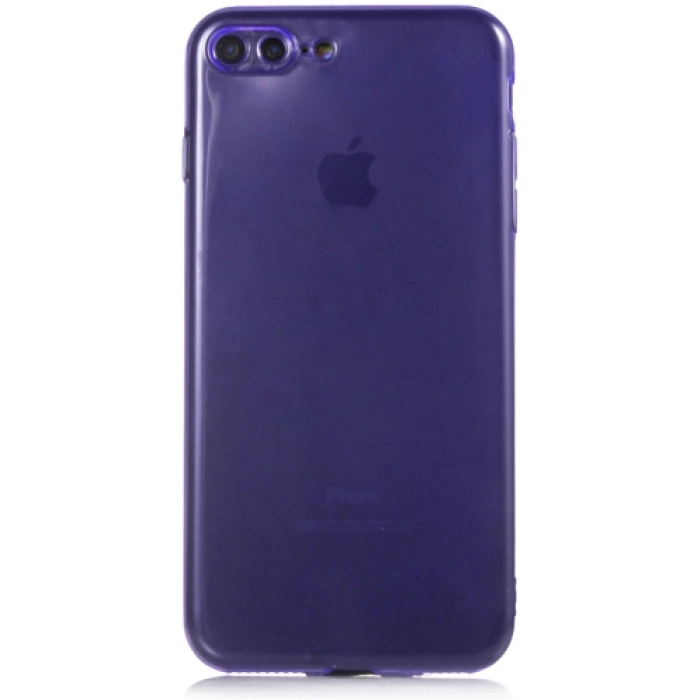 Apple iPhone 7 Plus Kılıf Esnek Renkli Şeffaf Silikon Kamera Korumalı - Mor