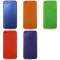 Apple iPhone 7 Plus Kılıf Esnek Renkli Şeffaf Silikon Kamera Korumalı - Turuncu