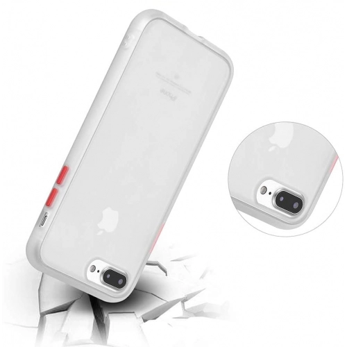 Apple iPhone 7 Plus Kılıf Exlusive Arkası Mat Tam Koruma Darbe Emici - Beyaz