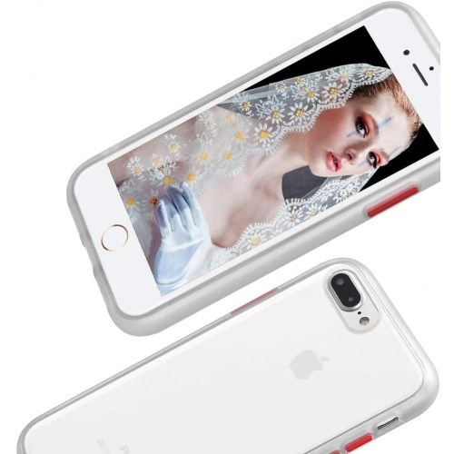 Apple iPhone 7 Plus Kılıf Exlusive Arkası Mat Tam Koruma Darbe Emici - Beyaz