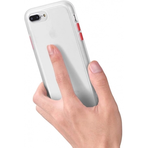 Apple iPhone 7 Plus Kılıf Exlusive Arkası Mat Tam Koruma Darbe Emici - Beyaz