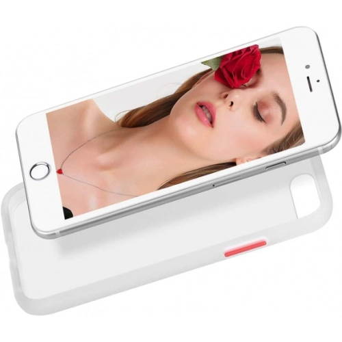 Apple iPhone 7 Plus Kılıf Exlusive Arkası Mat Tam Koruma Darbe Emici - Beyaz