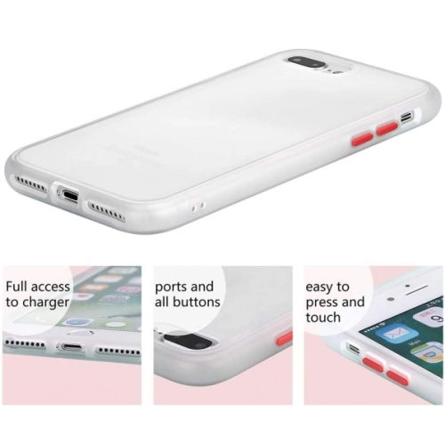 Apple iPhone 7 Plus Kılıf Exlusive Arkası Mat Tam Koruma Darbe Emici - Beyaz