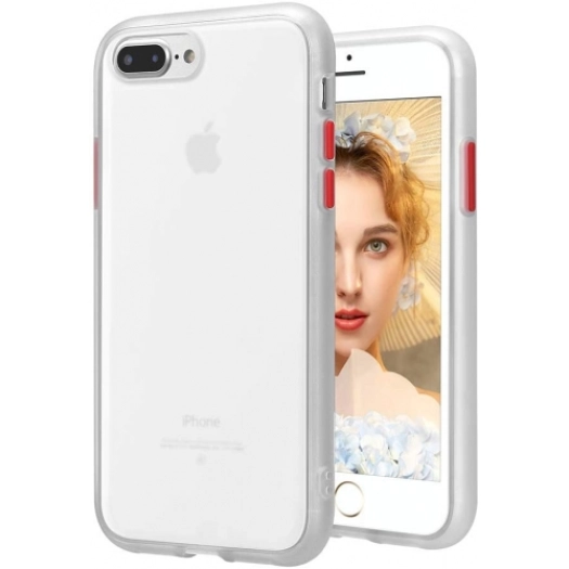 Apple iPhone 7 Plus Kılıf Exlusive Arkası Mat Tam Koruma Darbe Emici - Beyaz