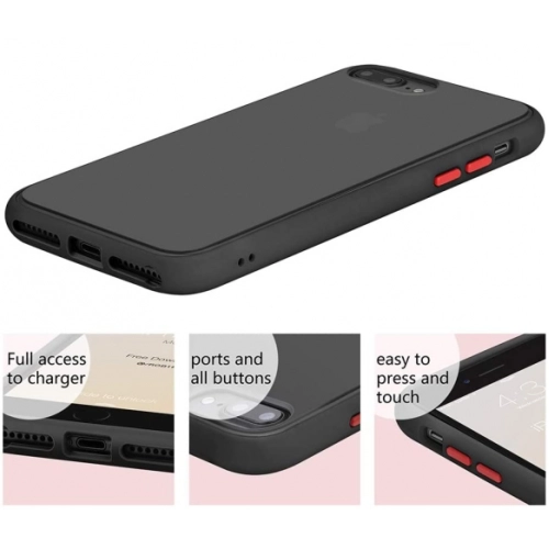 Apple iPhone 7 Plus Kılıf Exlusive Arkası Mat Tam Koruma Darbe Emici - Siyah