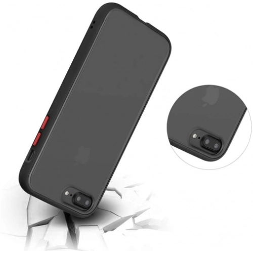 Apple iPhone 7 Plus Kılıf Exlusive Arkası Mat Tam Koruma Darbe Emici - Siyah