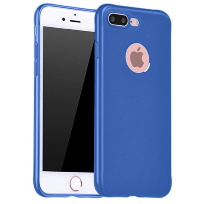 Apple iPhone 7 Plus Kılıf İnce Soft Mat Renkli Esnek Silikon Kapak - Mavi
