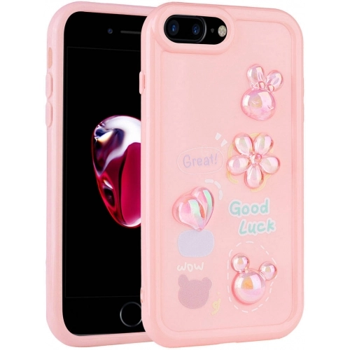 Apple iPhone 7 Plus Kılıf Kabartma Figürlü Parlak Toys Silikon Kapak - Mor