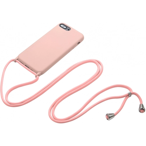 Apple iPhone 7 Plus Kılıf Kadife İç Yüzeyli Boyun Askılı Mat Silikon - Kırmızı