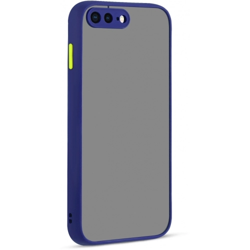 Apple iPhone 7 Plus Kılıf Kamera Korumalı Arkası Şeffaf Mat Silikon Kapak - Lacivert