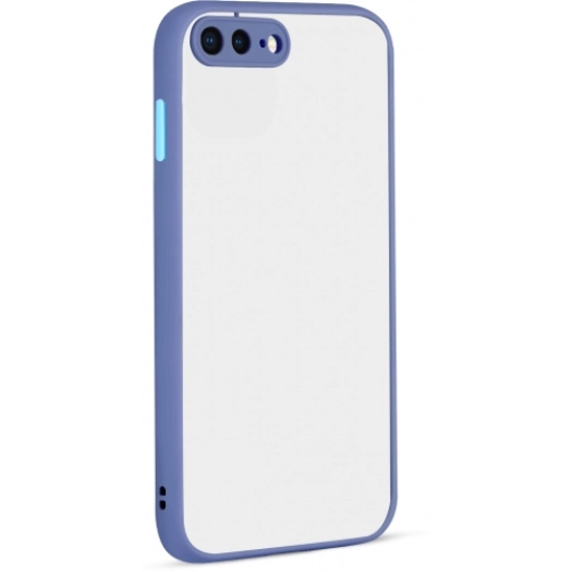 Apple iPhone 7 Plus Kılıf Kamera Korumalı Arkası Şeffaf Mat Silikon Kapak - Mor