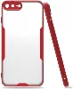 Apple iPhone 7 Plus Kılıf Kamera Lens Korumalı Arkası Şeffaf Silikon Kapak - Kırmızı