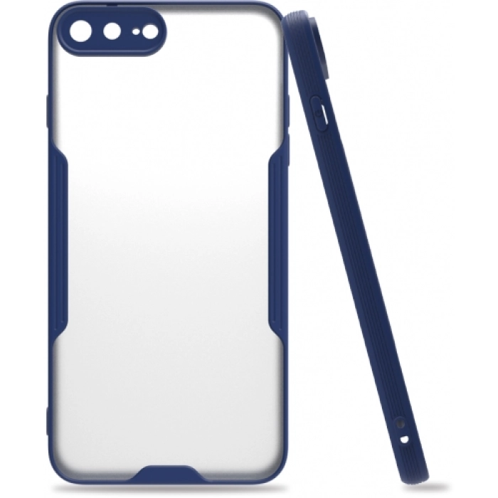 Apple iPhone 7 Plus Kılıf Renkli Silikon Kamera Lens Korumalı Şeffaf Parfe Kapak - Lacivert