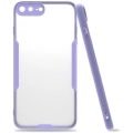 Apple iPhone 7 Plus Kılıf Renkli Silikon Kamera Lens Korumalı Şeffaf Parfe Kapak - Lila