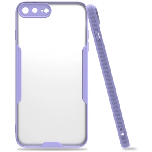 Apple iPhone 7 Plus Kılıf Renkli Silikon Kamera Lens Korumalı Şeffaf Parfe Kapak - Lila