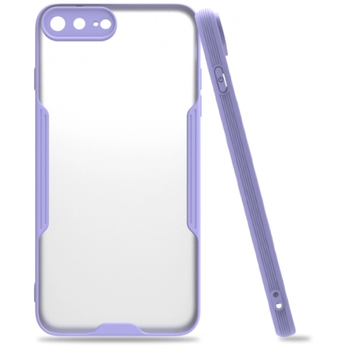 Apple iPhone 7 Plus Kılıf Renkli Silikon Kamera Lens Korumalı Şeffaf Parfe Kapak - Lila