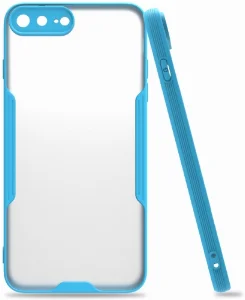 Apple iPhone 7 Plus Kılıf Kamera Lens Korumalı Arkası Şeffaf Silikon Kapak - Mavi