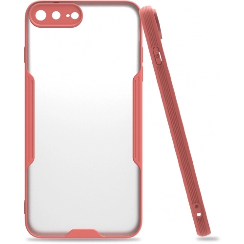 Apple iPhone 7 Plus Kılıf Renkli Silikon Kamera Lens Korumalı Şeffaf Parfe Kapak - Pembe