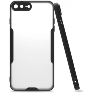 Apple iPhone 7 Plus Kılıf Renkli Silikon Kamera Lens Korumalı Şeffaf Parfe Kapak - Siyah