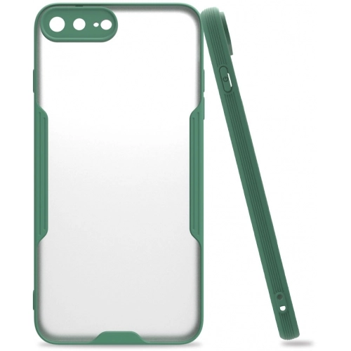 Apple iPhone 7 Plus Kılıf Renkli Silikon Kamera Lens Korumalı Şeffaf Parfe Kapak - Yeşil
