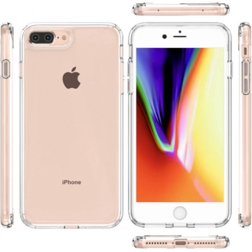 Apple iPhone 7 Plus Kılıf Korumalı Kenarları Silikon Arkası Sert Coss Kapak - Şeffaf