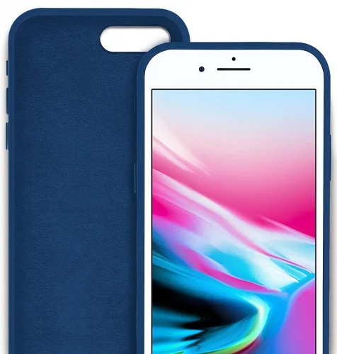 Apple iPhone 7 Plus Kılıf Liquid Serisi İçi Kadife İnci Esnek Silikon Kapak - Lacivert