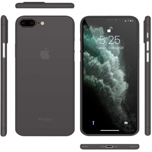 Apple iPhone 7 Plus Kılıf Mat Şeffaf Esnek Kaliteli Ultra İnce PP Silikon  - Siyah