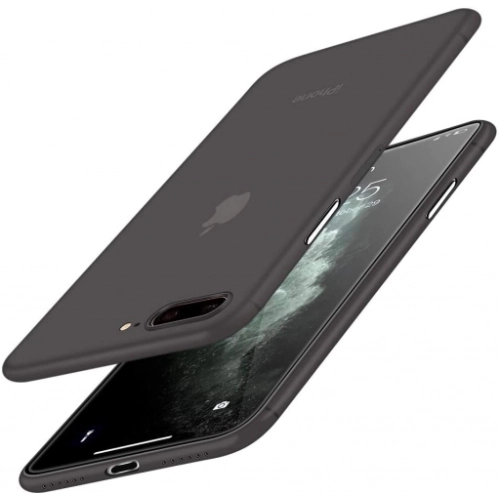 Apple iPhone 7 Plus Kılıf Mat Şeffaf Esnek Kaliteli Ultra İnce PP Silikon - Siyah