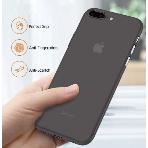 Apple iPhone 7 Plus Kılıf Mat Şeffaf Esnek Kaliteli Ultra İnce PP Silikon  - Siyah
