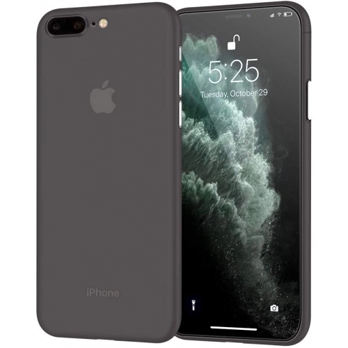 Apple iPhone 7 Plus Kılıf Mat Şeffaf Esnek Kaliteli Ultra İnce PP Silikon - Siyah