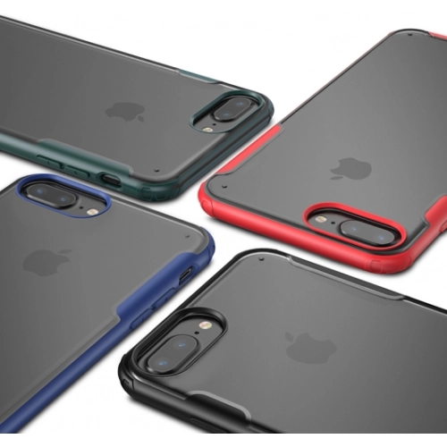 Apple iPhone 7 Plus Kılıf Volks Serisi Kenarları Silikon Arkası Şeffaf Sert Kapak - Siyah