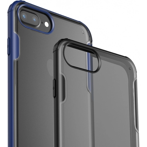 Apple iPhone 7 Plus Kılıf Volks Serisi Kenarları Silikon Arkası Şeffaf Sert Kapak - Siyah