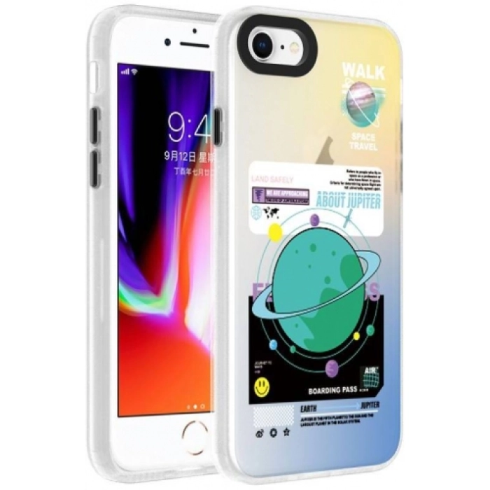 Apple iPhone 8 Kılıf Desenli Zore Dragon Sert Kapak - Gezegen