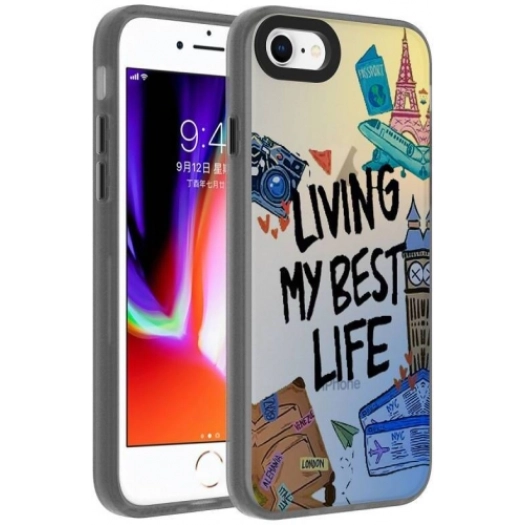 Apple iPhone 8 Kılıf Desenli Zore Dragon Sert Kapak - Seyahat