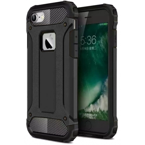 Apple iPhone 8 Kılıf Zırhlı Tank Crash Silikon Kapak - Siyah