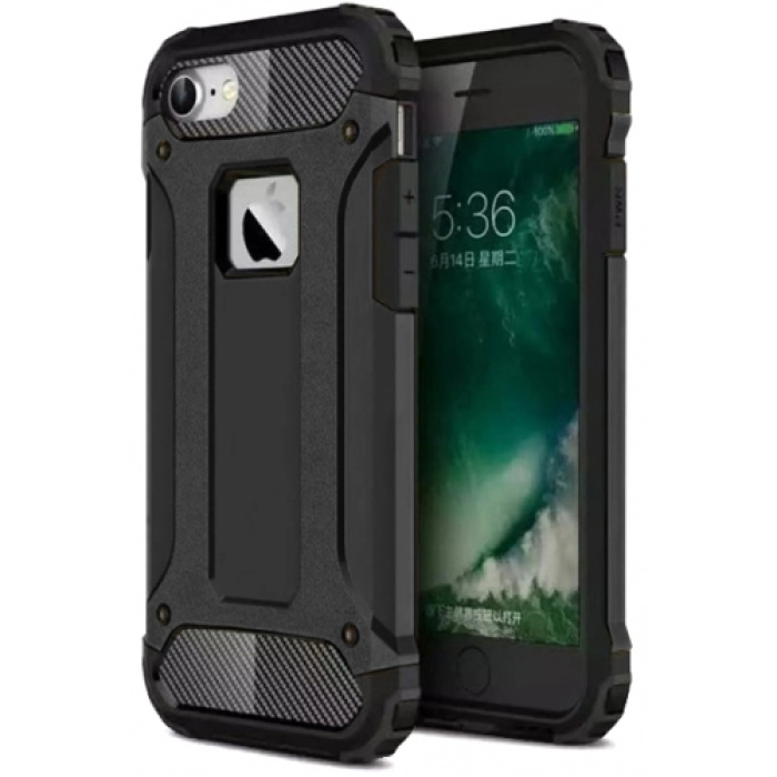 Apple iPhone 8 Kılıf Zırhlı Tank Crash Silikon Kapak - Siyah