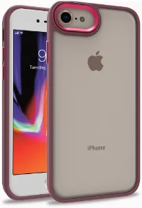 Apple iPhone 8 Kılıf Electro Silikon Renkli Flora Kapak - Kırmızı