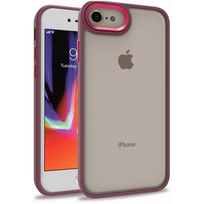 Apple iPhone 8 Kılıf Electro Silikon Renkli Flora Kapak - Kırmızı