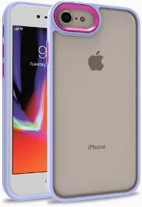 Apple iPhone 8 Kılıf Electro Silikon Renkli Flora Kapak - Lila