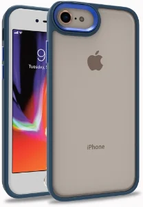 Apple iPhone 8 Kılıf Electro Silikon Renkli Flora Kapak - Mavi