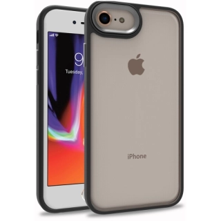 Apple iPhone 8 Kılıf Electro Silikon Renkli Flora Kapak - Siyah