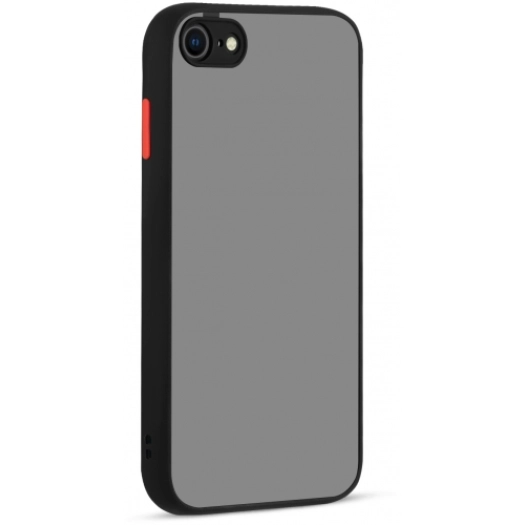 Apple iPhone 8 Kılıf Kamera Korumalı Arkası Şeffaf Mat Silikon Kapak - Siyah