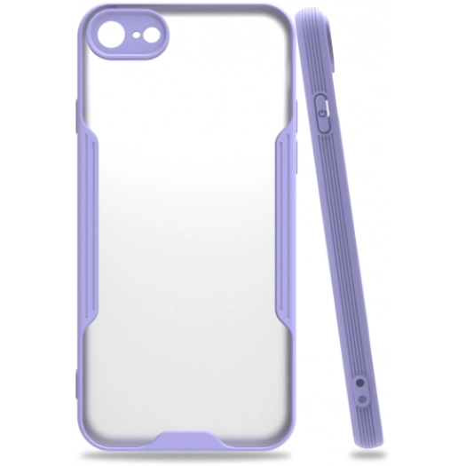 Apple iPhone 8 Kılıf Renkli Silikon Kamera Lens Korumalı Şeffaf Parfe Kapak - Lila