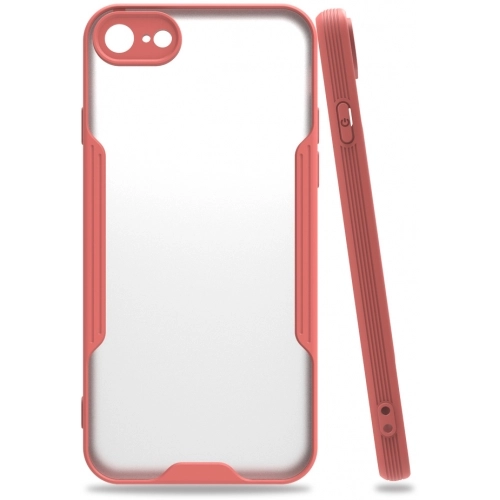 Apple iPhone 8 Kılıf Renkli Silikon Kamera Lens Korumalı Şeffaf Parfe Kapak - Pembe