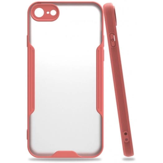 Apple iPhone 8 Kılıf Renkli Silikon Kamera Lens Korumalı Şeffaf Parfe Kapak - Pembe